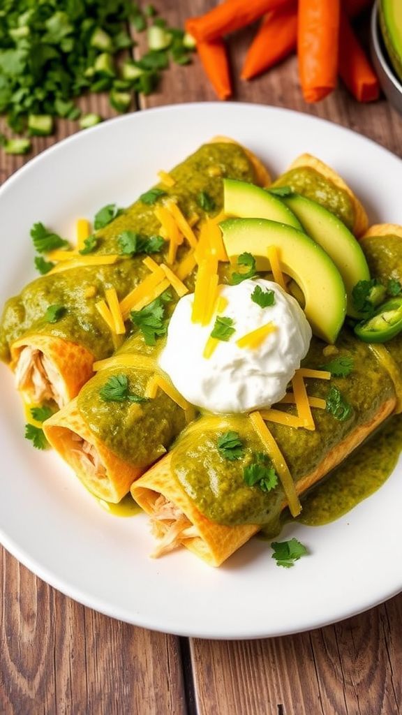 Spicy Verde Chicken Enchiladas  