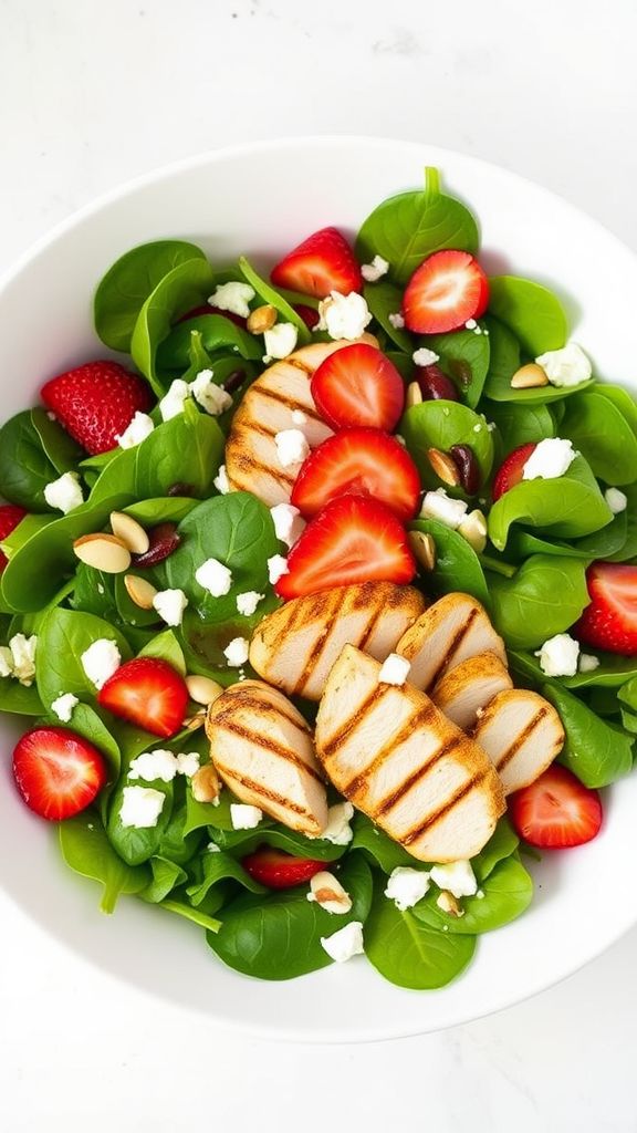 Spinach and Strawberry Grilled Chicken Salad