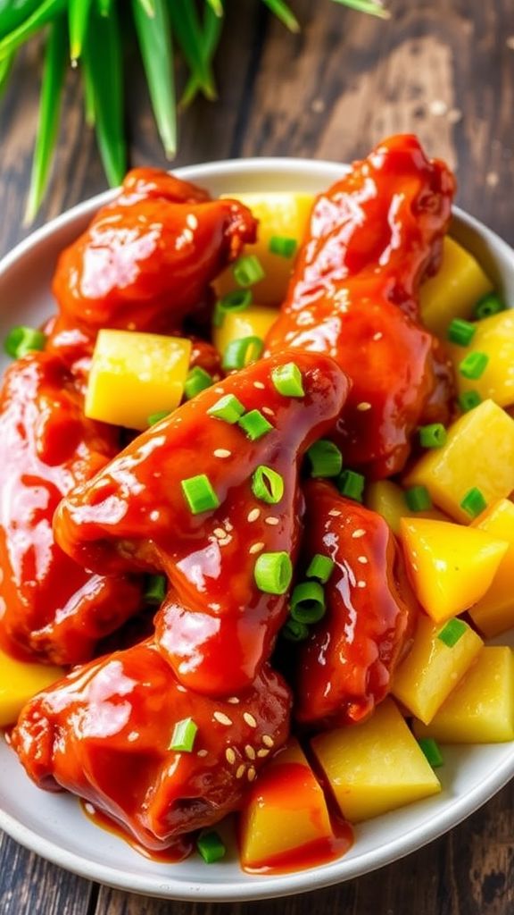 Sweet and Sour Pineapple Crockpot Wings  