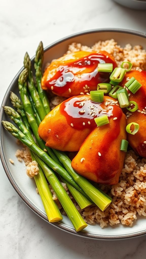 Teriyaki Chicken with Asparagus and Brown Rice  