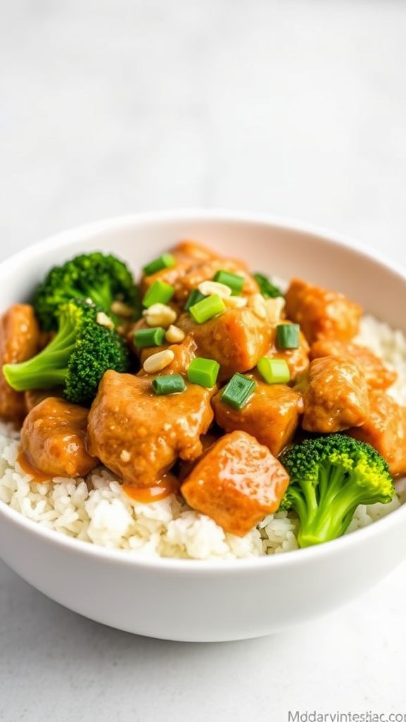 Thai Peanut Chicken and Broccoli Bowl