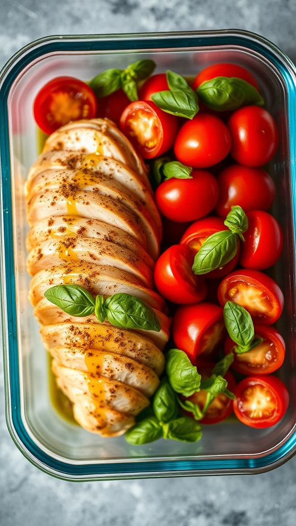 Tomato Basil Chicken Meal Prep