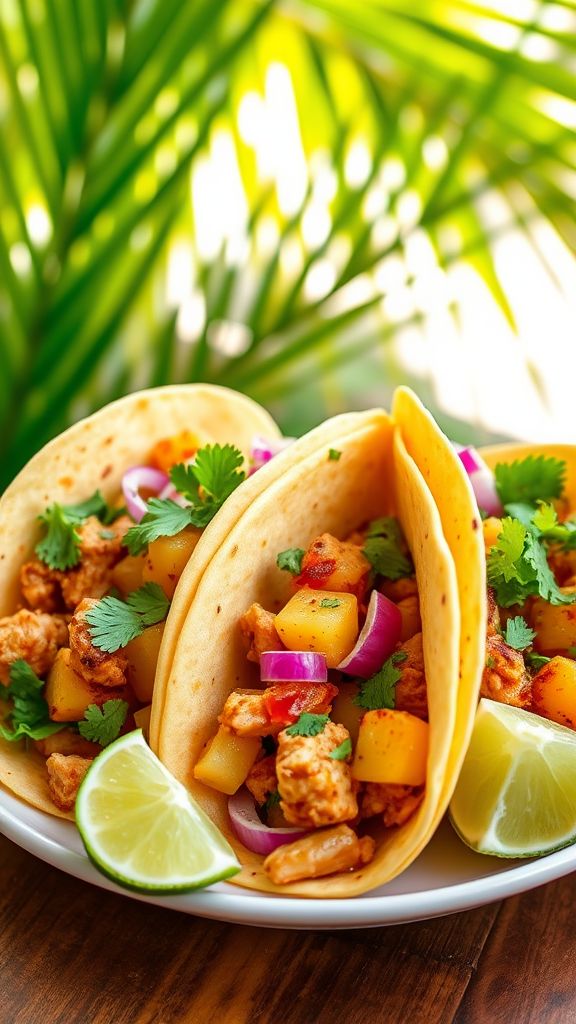 Tropical Pineapple Chicken Tacos  