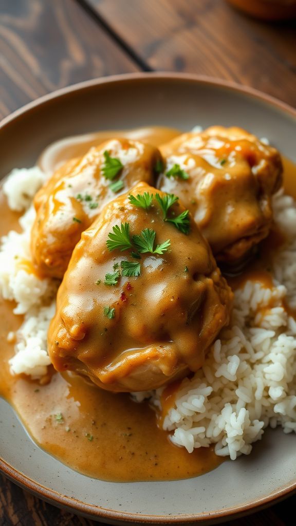 Velvety Southern Gravy Chicken with Rice  