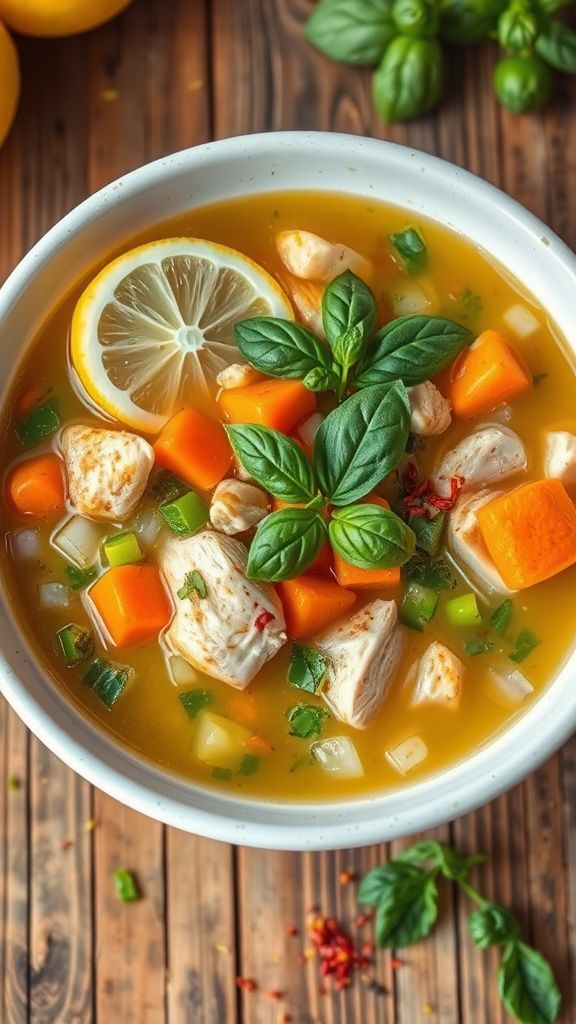 Zesty Lemon Basil Chicken Soup