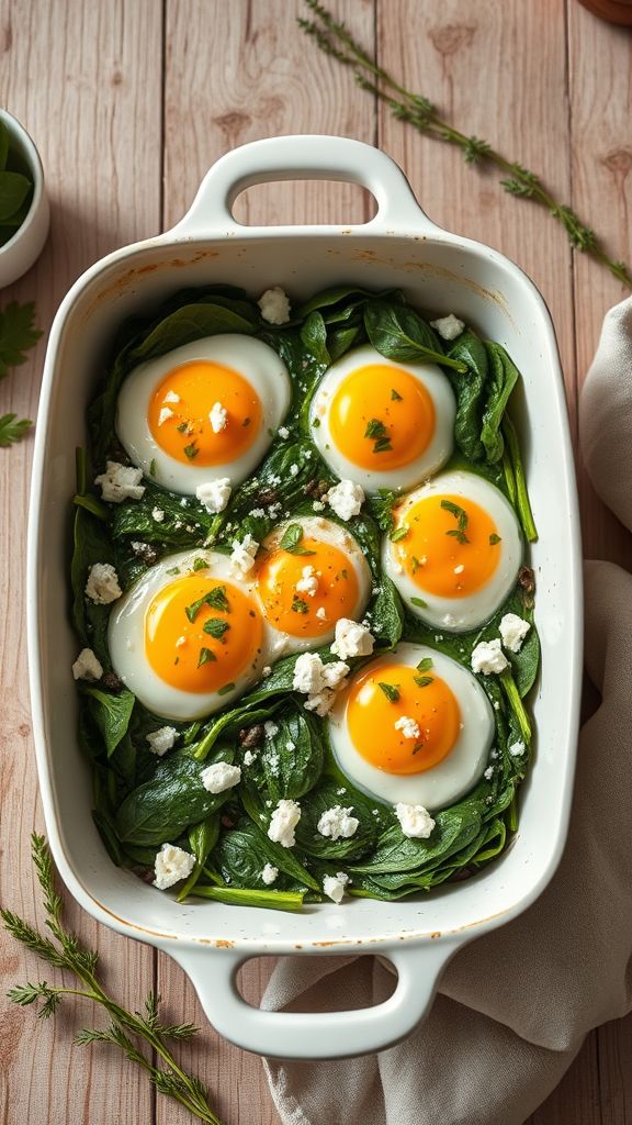 Baked Eggs with Spinach and Feta