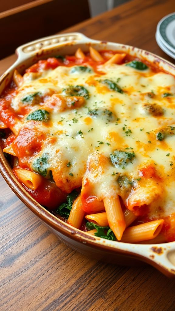 Baked Ziti with Ricotta and Spinach  