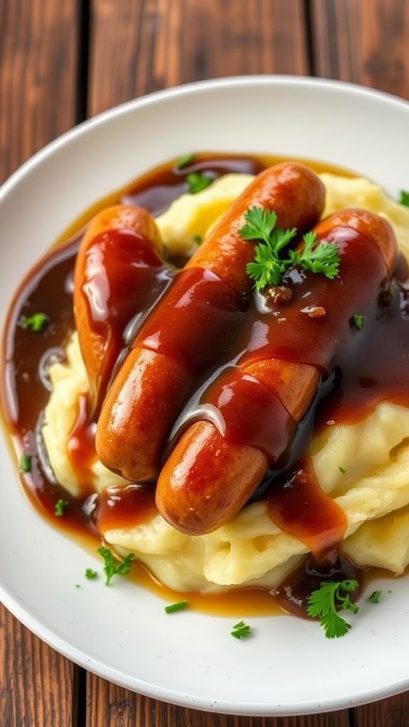 Bangers and Mash with Onion Gravy  