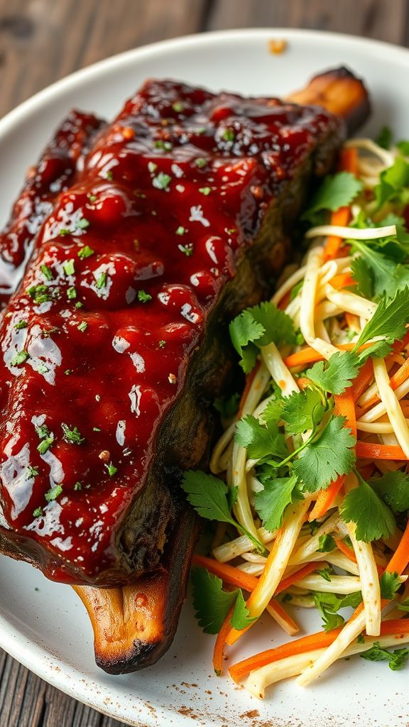 BBQ Lamb Ribs with Herb Slaw