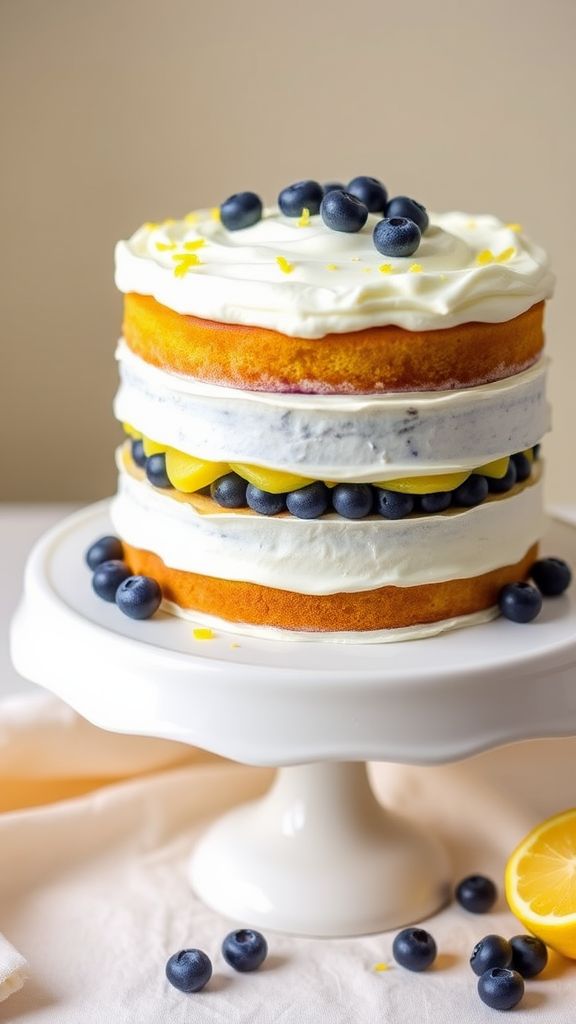 Blueberry Lemon Curd Layer Cake  