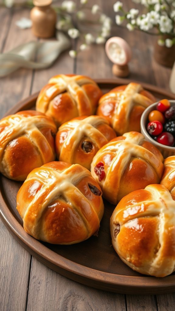 Bourbon Soaked Fruit Hot Cross Buns  