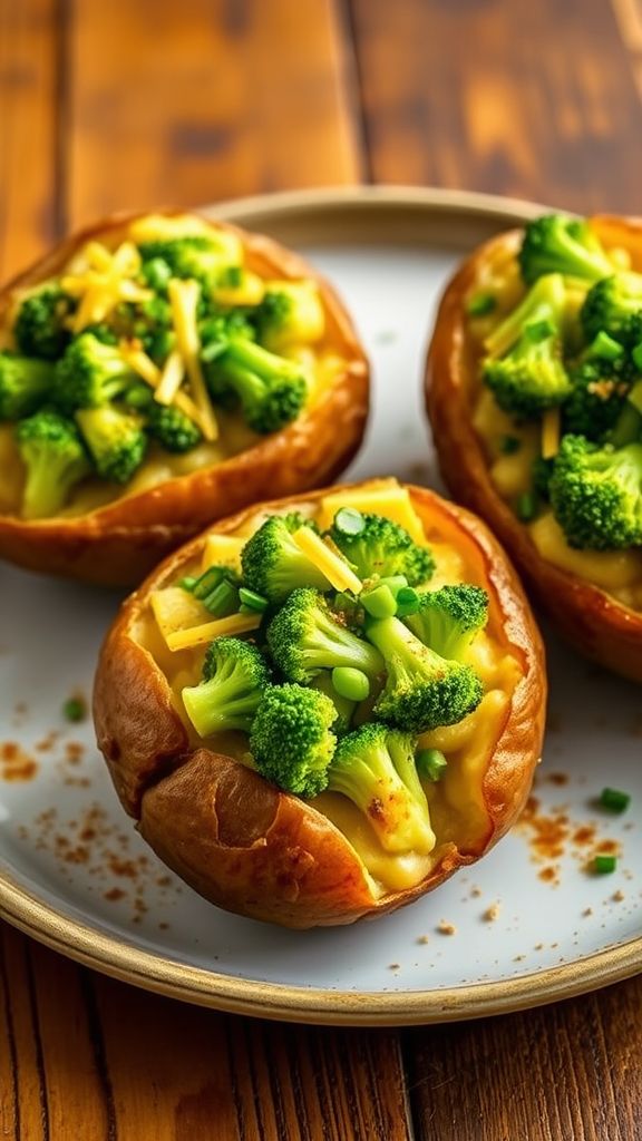 Broccoli and Cheddar Stuffed Potatoes