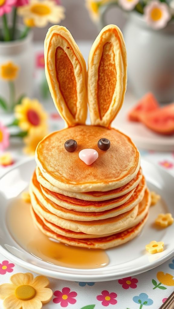 Bunny-shaped Pancake Stack  