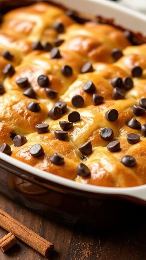 Chocolate Chip Hot Cross Bun Pudding  