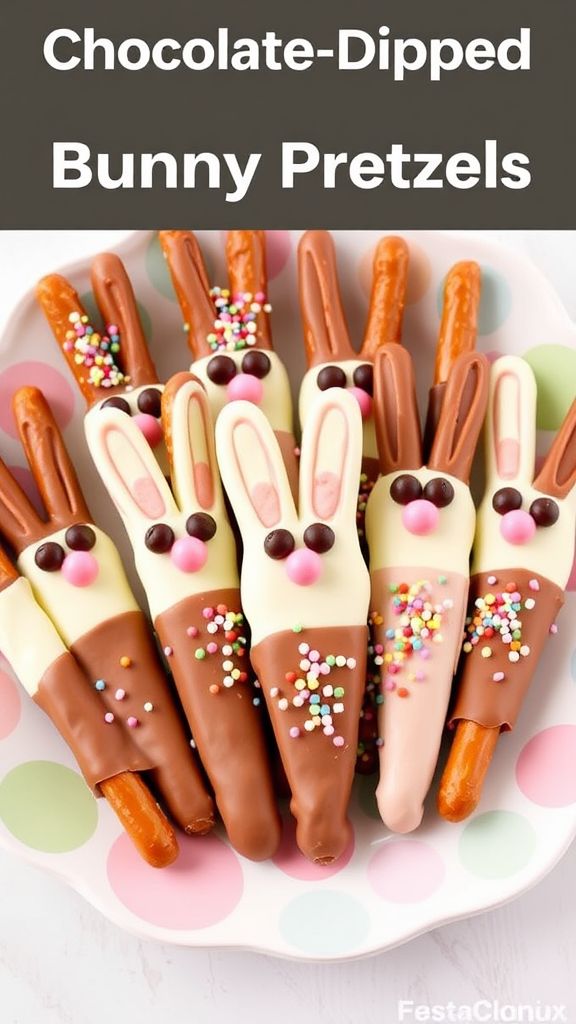 Chocolate-Dipped Bunny Pretzels  