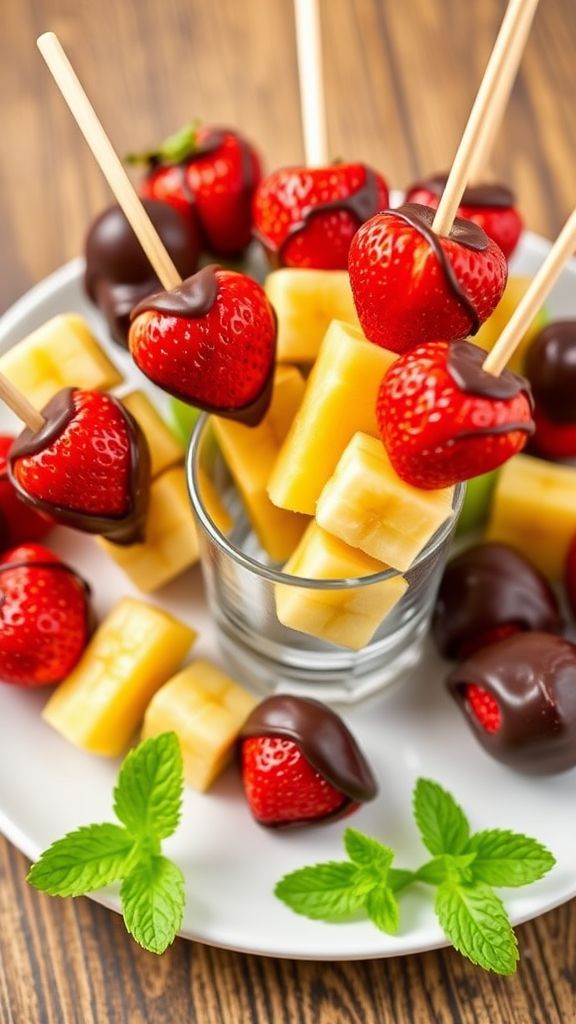 Chocolate-Dipped Fruit Skewers  