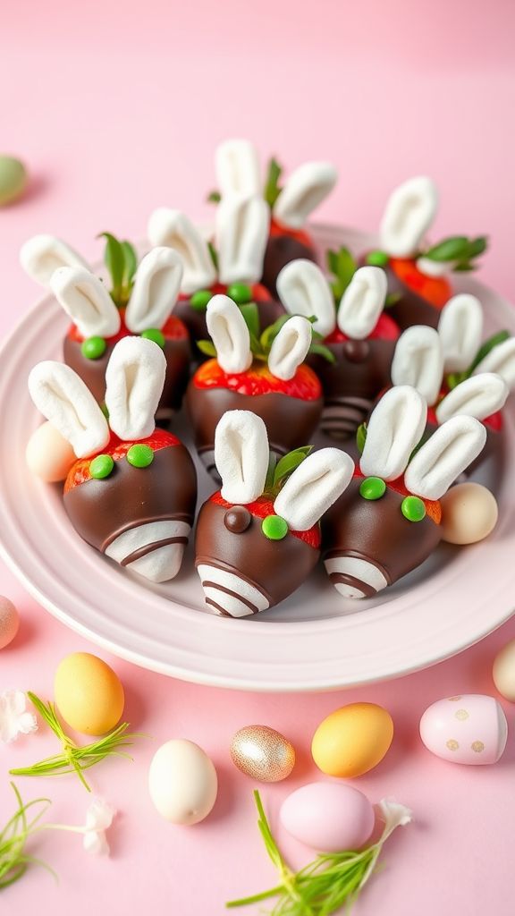 Chocolate-Dipped Strawberries with Bunny Ears  