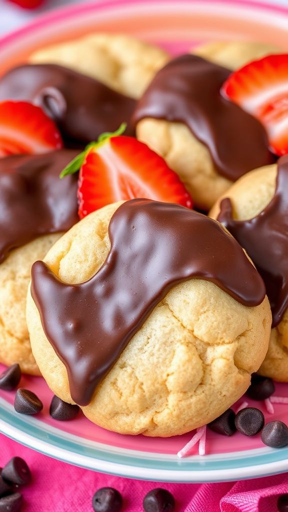 Chocolate-Dipped Strawberry Cookies  