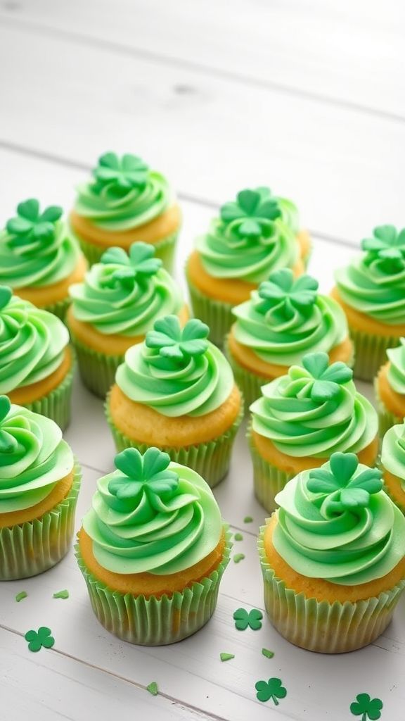 Clover Kissed Vanilla Cupcakes