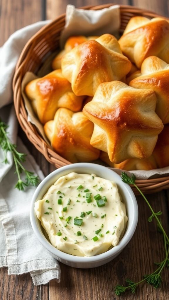 Cloverleaf Crescent Rolls with Herbed Butter  