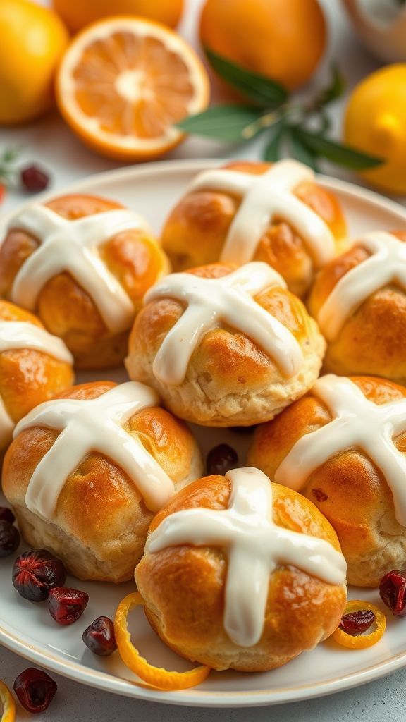 Cranberry Citrus Hot Cross Buns  