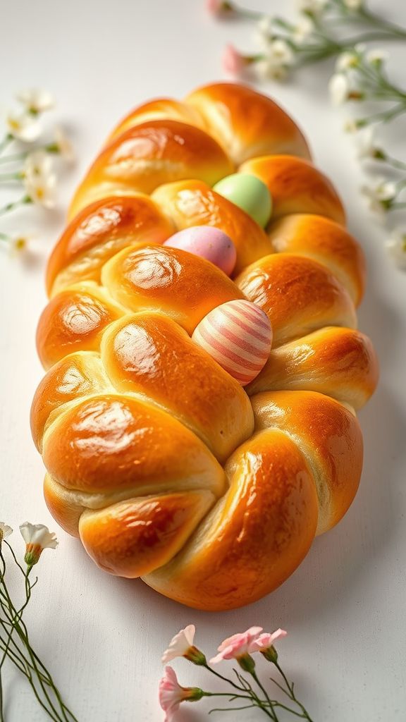 Easter Bread with Easter Eggs  