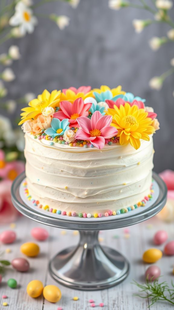 Flowers and Buttercream Easter Cake  