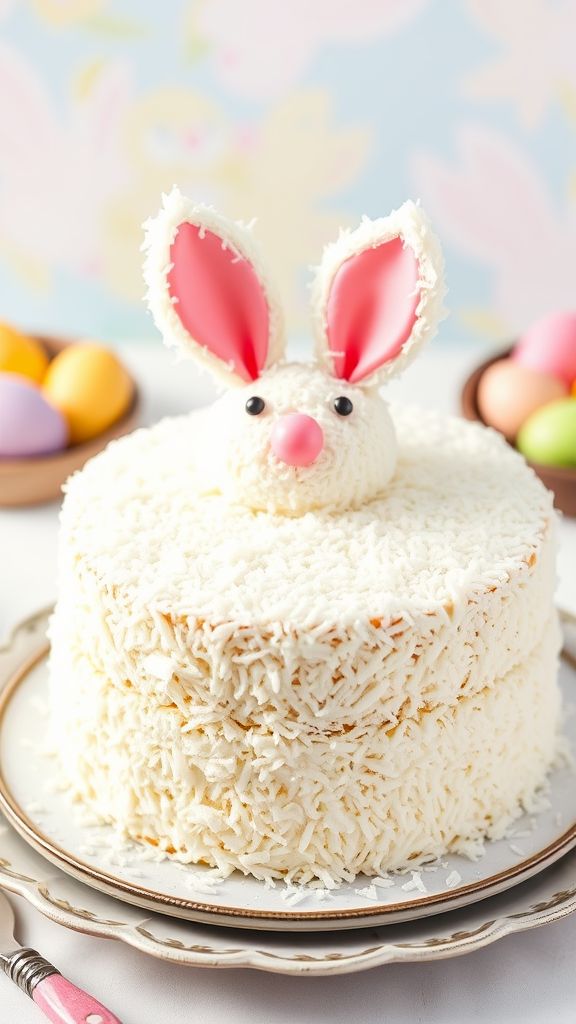 Fluffy Coconut Bunny Cake  