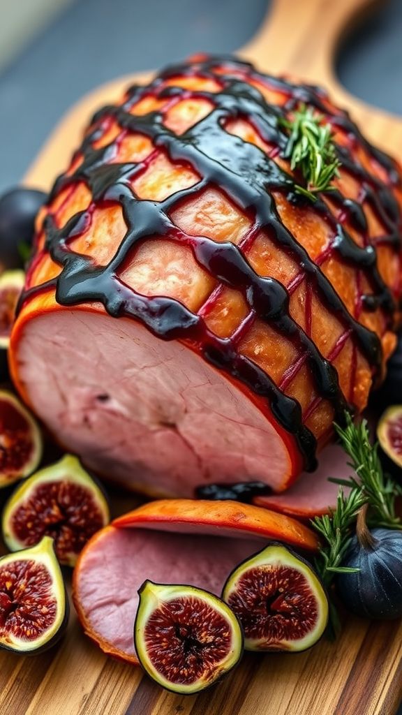 Glazed Ham with Fig and Port Reduction