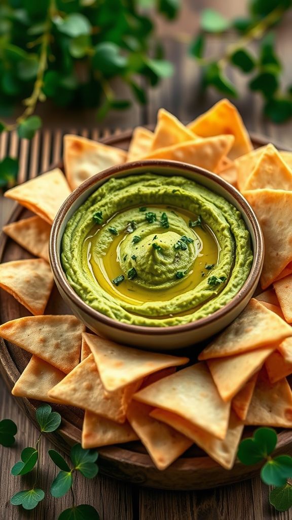 Green Hummus with Pita Chips