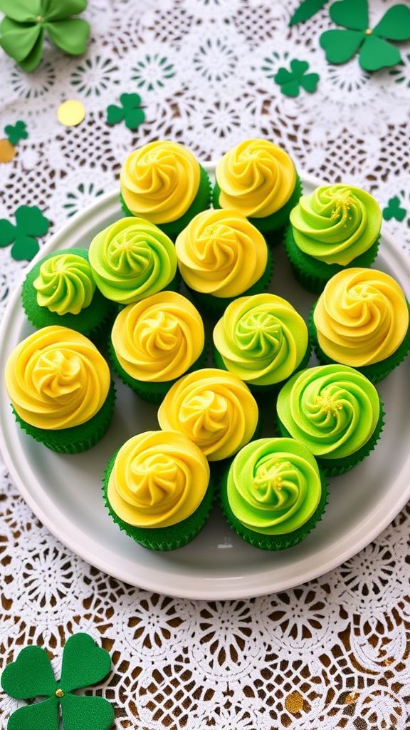 Green Velvet & Gold Cupcakes