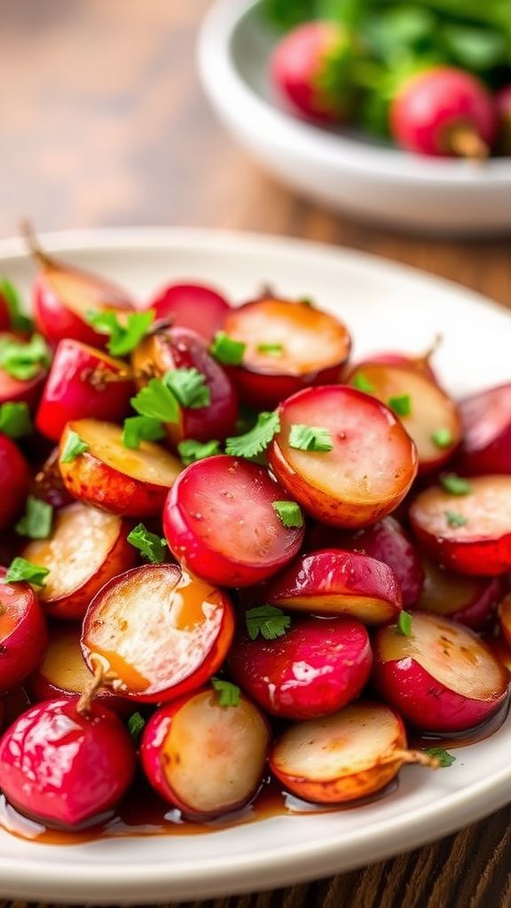 Honey Balsamic Glazed Radishes  