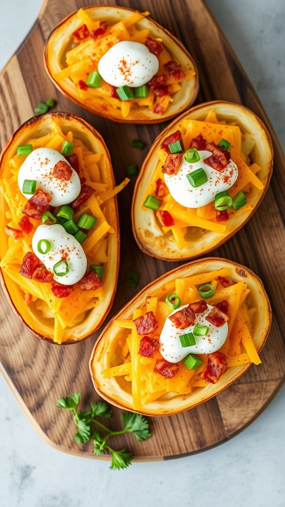 Loaded Potato Skins with Irish Cheddar  