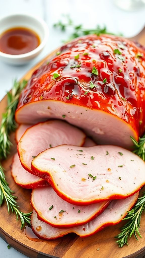 Maple Mustard Glazed Ham with Fresh Herbs