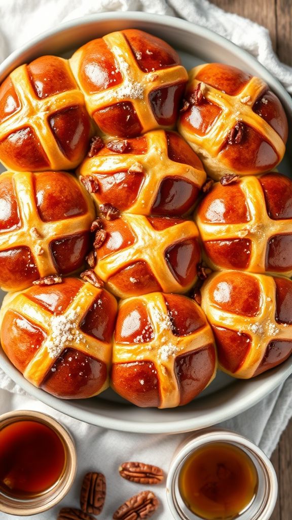 Maple Pecan Hot Cross Buns  