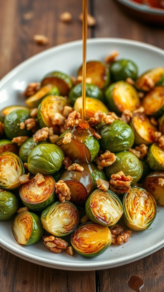 Maple Walnut Glazed Brussels Sprouts  