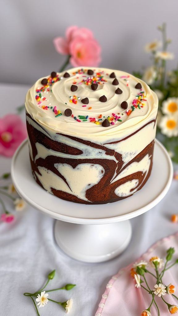 Marble Chocolate and Vanilla Cake  