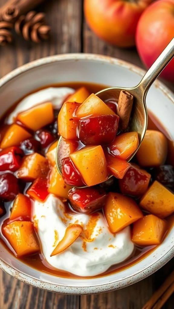 Mulled Fruit Compote with Yogurt