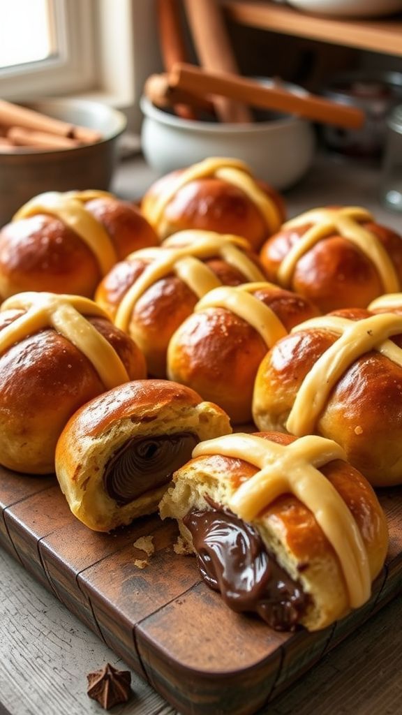 Nutella-Stuffed Hot Cross Buns  