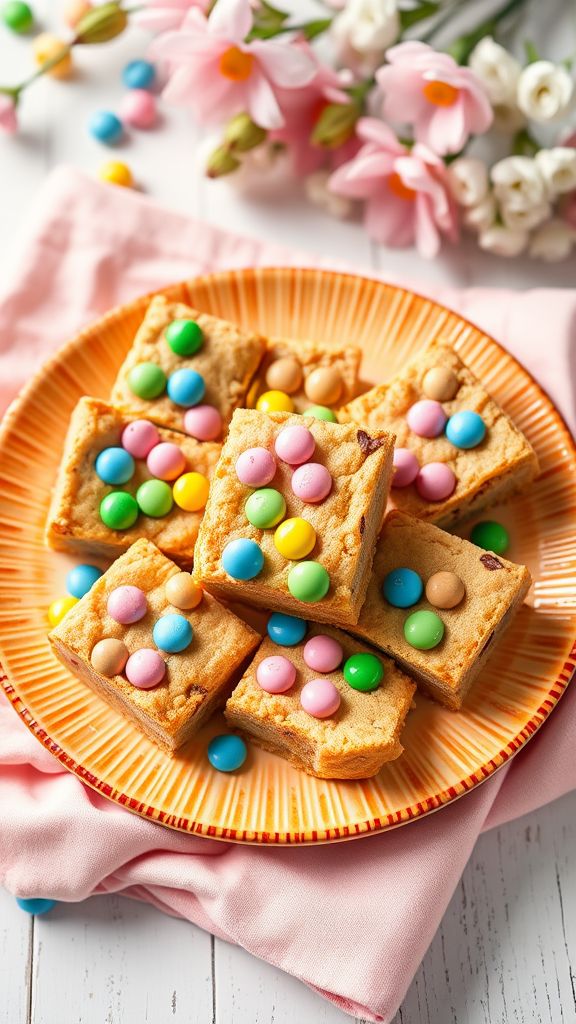 Pastel M&M Cookie Bars  