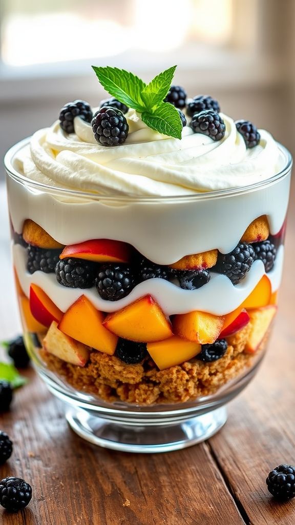 Peach and Blackberry Ginger Trifle