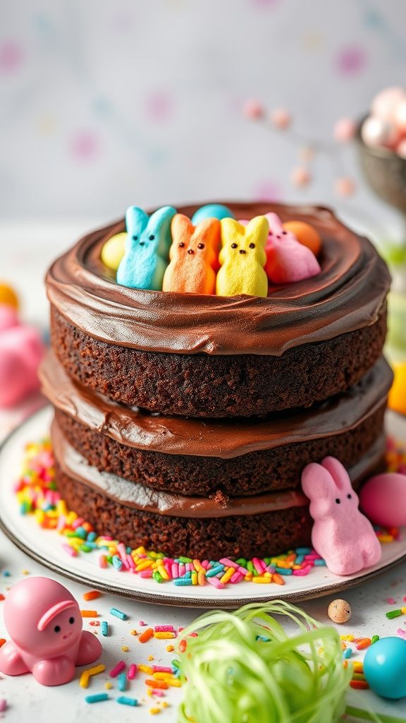 Peep-Filled Chocolate Cake  