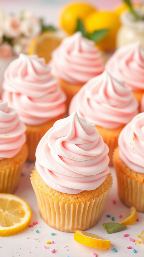 Pink Lemonade Cupcakes with Marshmallow Frosting  