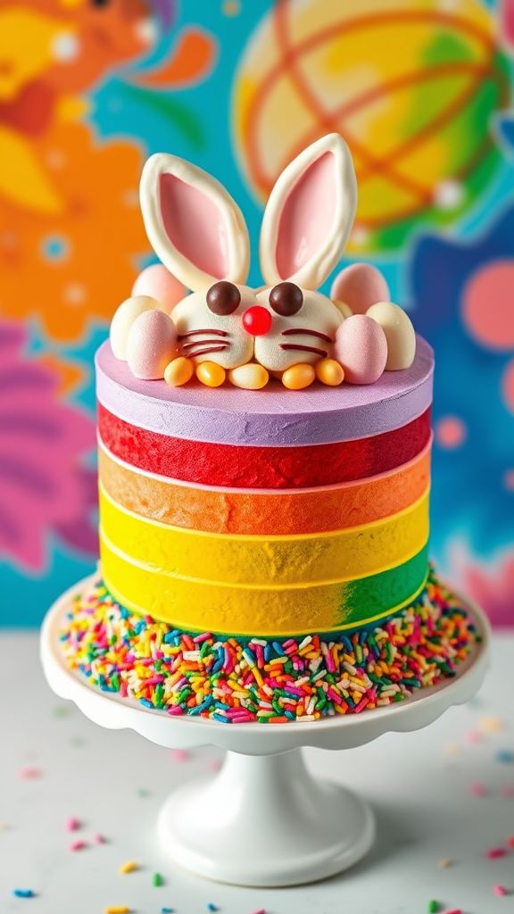 Rainbow Bunny Birthday Cake