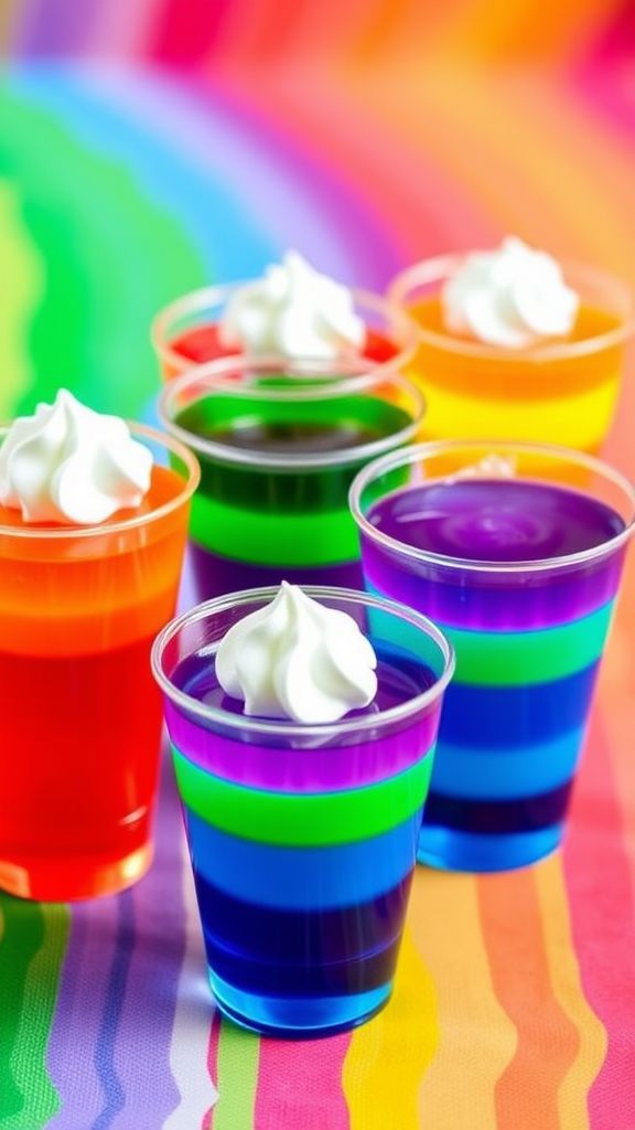 Rainbow Jello Cups  