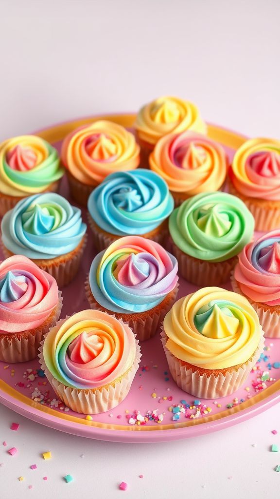 Rainbow Pastel Swirl Cupcakes