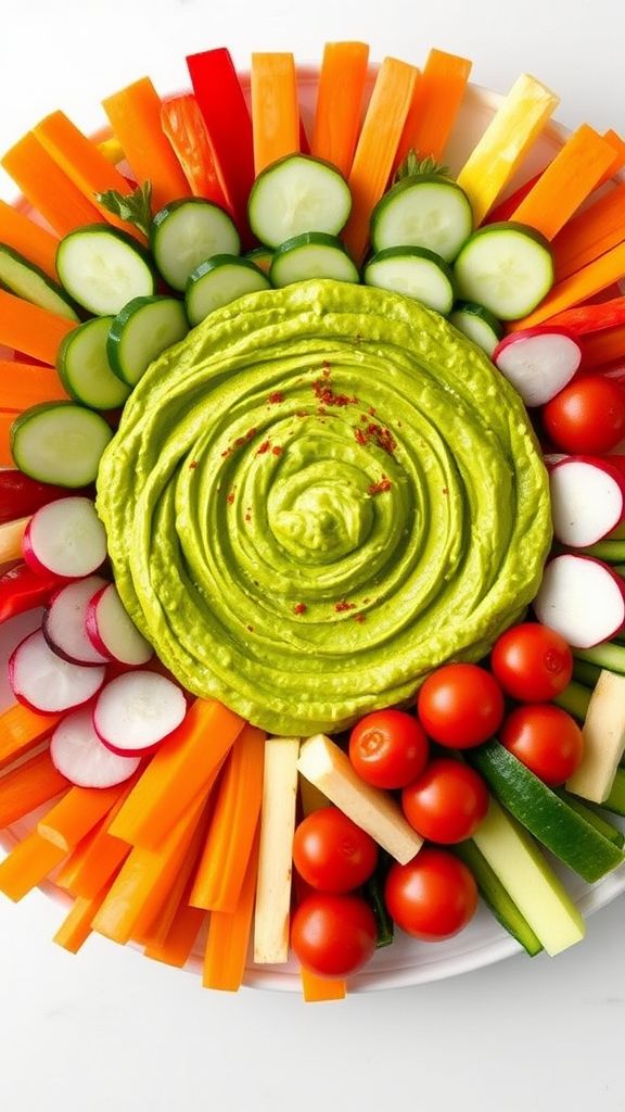 Rainbow Veggie Platter with Green Hummus  