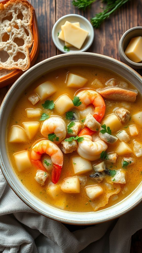 Rich Seafood Chowder with Potatoes  