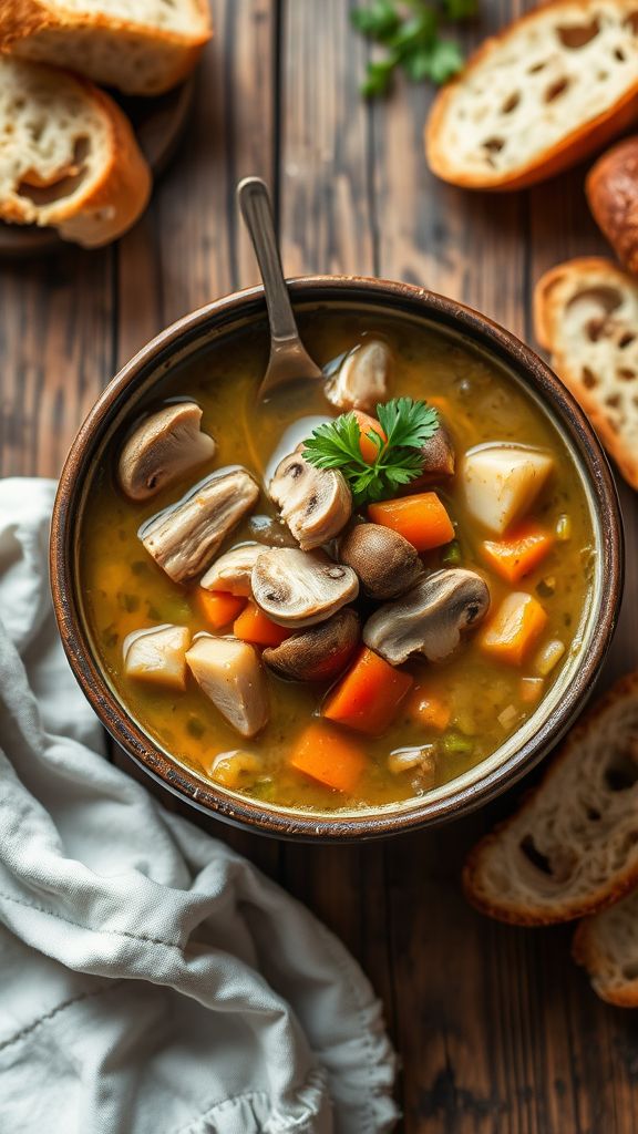 Rustic Irish Chicken and Mushroom Soup  