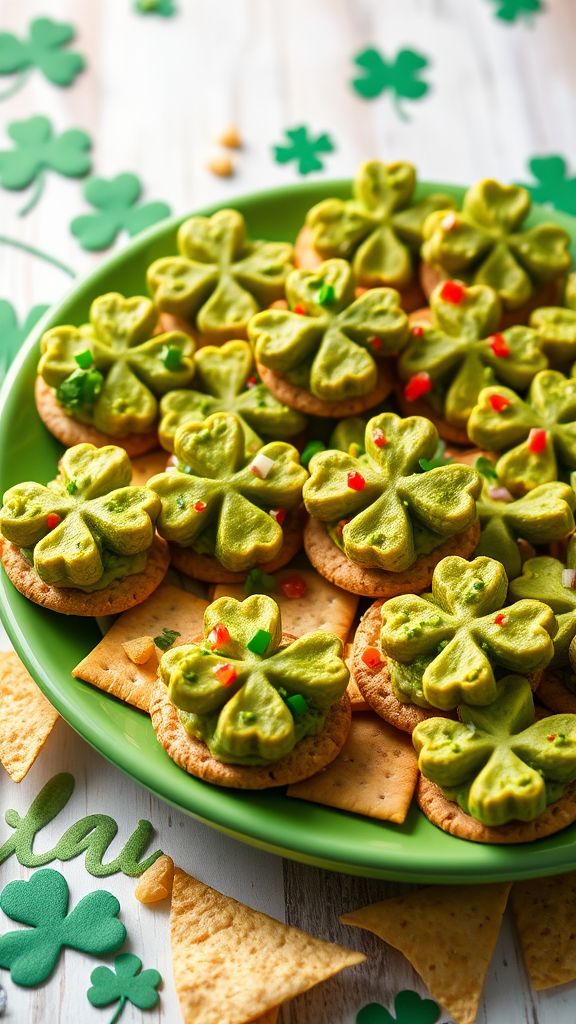 Shamrock-Shaped Guacamole Bites  